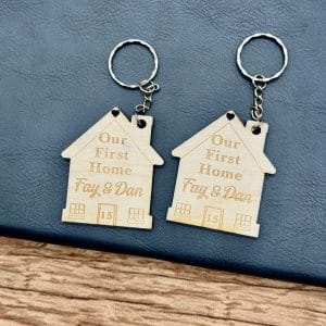 2x Our First Home Personalised Couples Keyring, House Warming Key Chain, Moving House Gift, New Home Keyrings, His & Hers Keyring Homeowner