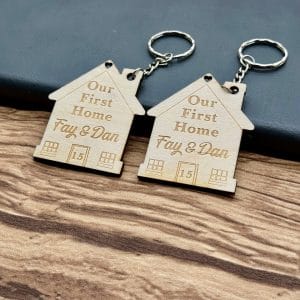 2x Our First Home Personalised Couples Keyring, House Warming Key Chain, Moving House Gift, New Home Keyrings, His & Hers Keyring Homeowner