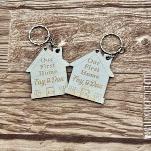 2x Our First Home Personalised Couples Keyring, House Warming Key Chain, Moving House Gift, New Home Keyrings, His & Hers Keyring Homeowner