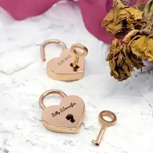 Personalised Engraved Love Lock Heart-Shaped Padlock With Key. Valentines Wedding Engagement Gift Wish Lock Gift for her Gift for him
