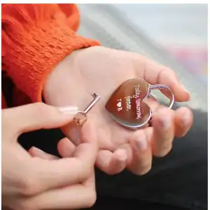 Personalised Engraved Love Lock Heart-Shaped Padlock With Key. Valentines Wedding Engagement Gift Wish Lock Gift for her Gift for him