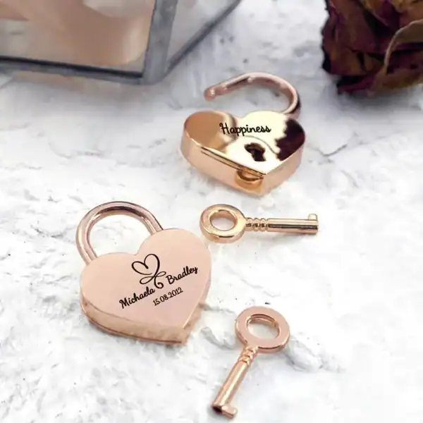 Personalised Engraved Love Lock Heart-Shaped Padlock With Key. Valentines Wedding Engagement Gift Wish Lock Gift for her Gift for him