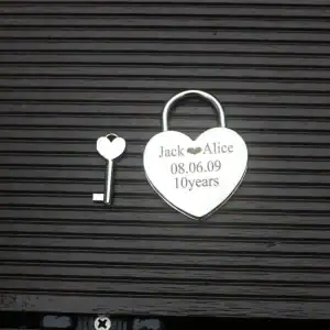 Personalised Engraved Love Lock Heart-Shaped Padlock With Key. Valentines Wedding Engagement Gift Wish Lock Gift for her Gift for him