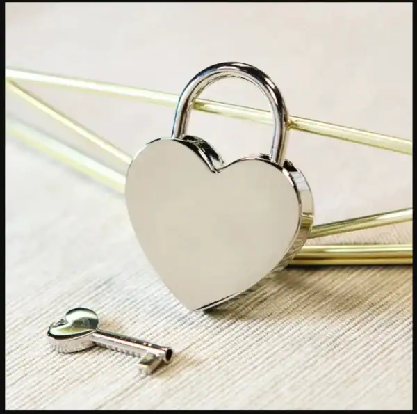 Personalised Engraved Love Lock Heart-Shaped Padlock With Key. Valentines Wedding Engagement Gift Wish Lock Gift for her Gift for him