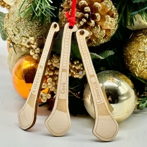 Personalised Hurley Tree Decoration Bauble GAA Christmas tree Ideal for New Born Baby name Anniversary Wedding Favour Gift Pack of 3