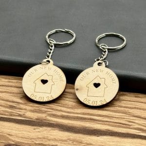 Personalised set of 2 New Home Keyrings, Couples First Home Keyring Set, Personalised New House Gift, His Hers Keyring Set Personalised Home