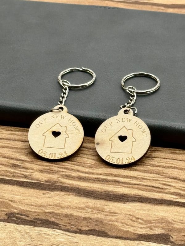 Personalised set of 2 New Home Keyrings, Couples First Home Keyring Set, Personalised New House Gift, His Hers Keyring Set Personalised Home