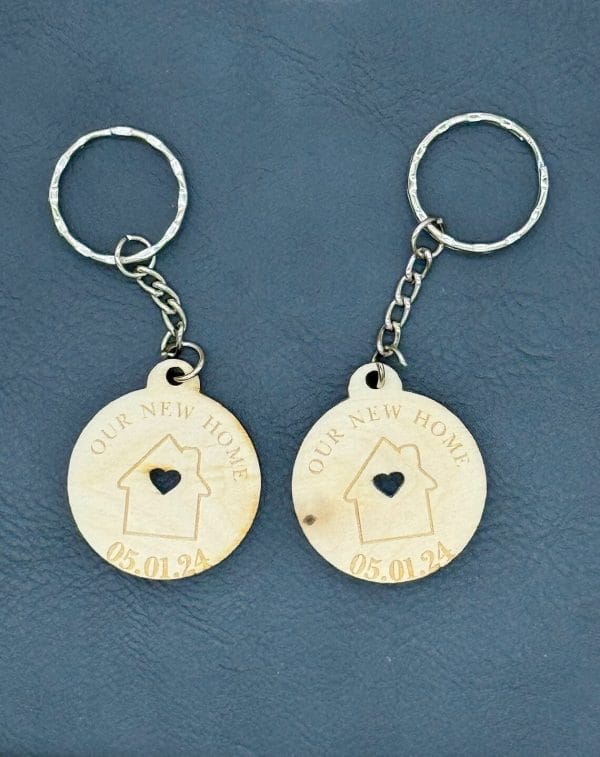 Personalised set of 2 New Home Keyrings, Couples First Home Keyring Set, Personalised New House Gift, His Hers Keyring Set Personalised Home