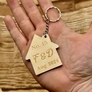 Set of 2 New Home Keyrings, Couples First Home Keyring Set, Personalised New House Gift, His Hers Keyring Set Personalised Home, First House