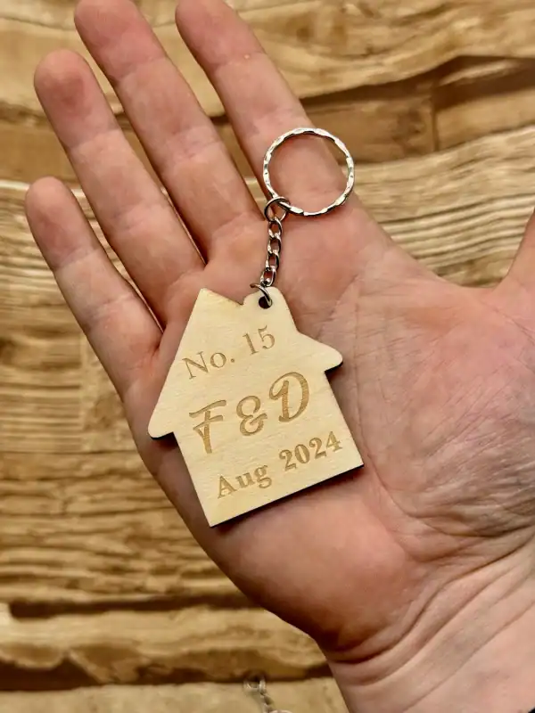 Set of 2 New Home Keyrings, Couples First Home Keyring Set, Personalised New House Gift, His Hers Keyring Set Personalised Home, First House