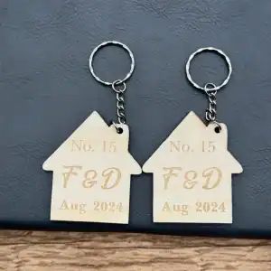 Set of 2 New Home Keyrings, Couples First Home Keyring Set, Personalised New House Gift, His Hers Keyring Set Personalised Home, First House